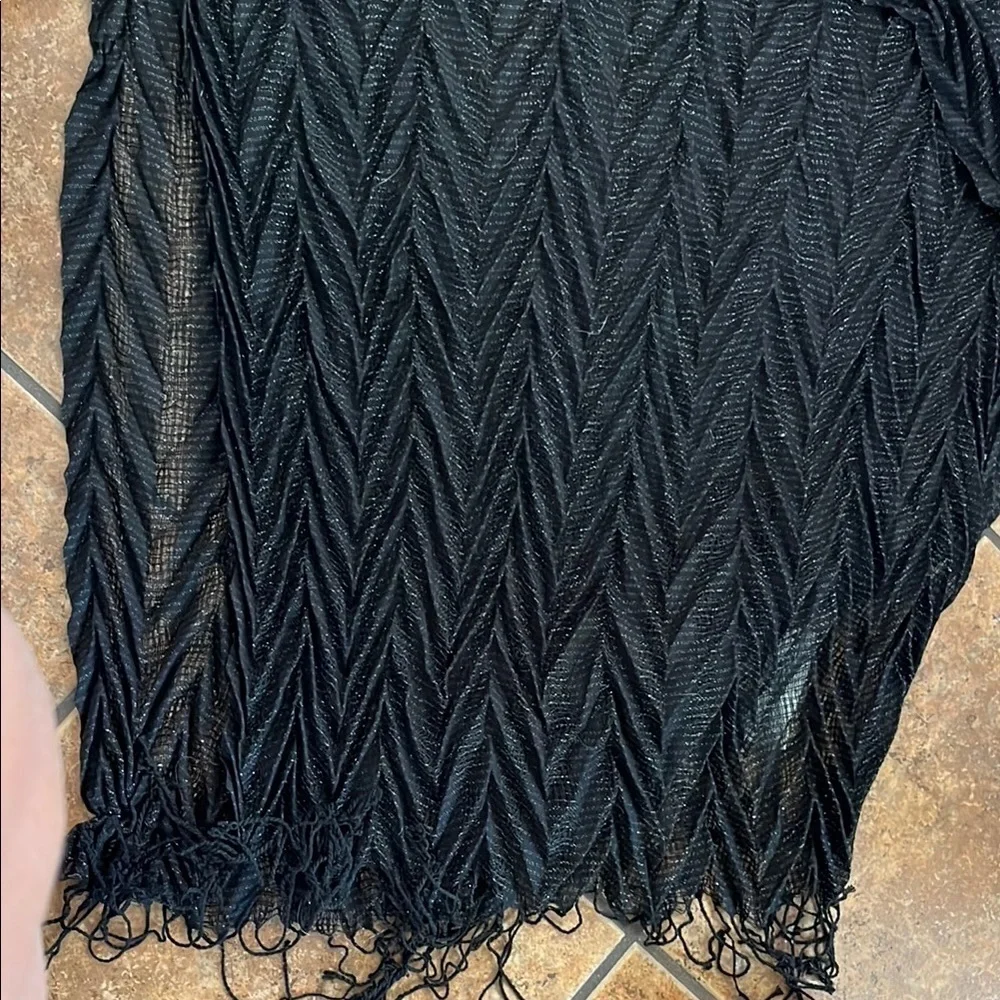 Black Chevron Fringe Shawl New York Company